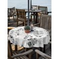 thumbnail image 3 of Round Outdoor Tablecloth With Umbrella Hole And Zipper– Gray Leaves Print Waterproof Patio Table Cover for Party, Picnic, Backyard, 60" Dia. , Eucalyptus Leaves, 3 of 8
