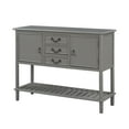 thumbnail image 2 of 45 Inch Console Table, Buffet Sideboard Storage Cabinet with Drawers and Shelves, Solid Wood Sideboard Cupboard for Entryway Kitchen Living Room, Easy Assembly, Gray, 2 of 7