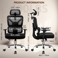 thumbnail image 3 of COOLHUT Ergonomic Mesh Office Chair, Big and Tall Computer Desk Chair with Adjustable Lumbar Support, Headrest and Armrest, High Back Home Office Chair for Workspace, Gaming,300LBS, Black, 3 of 19