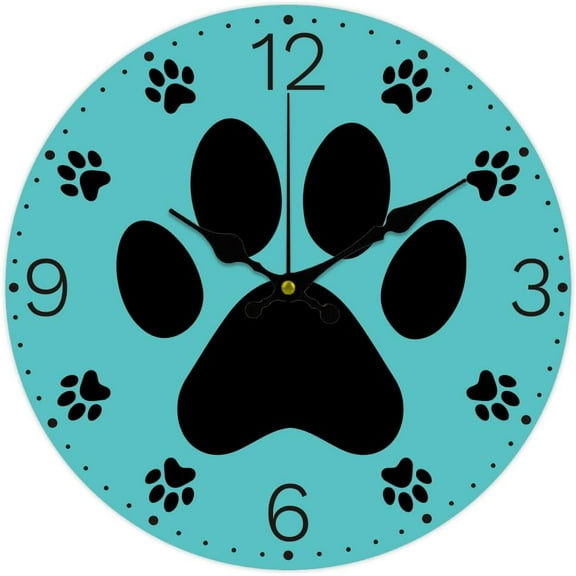MDF Printed Wall Clock for Home Living Room Bedroom Decoration Flat Round Paw Print 300mm