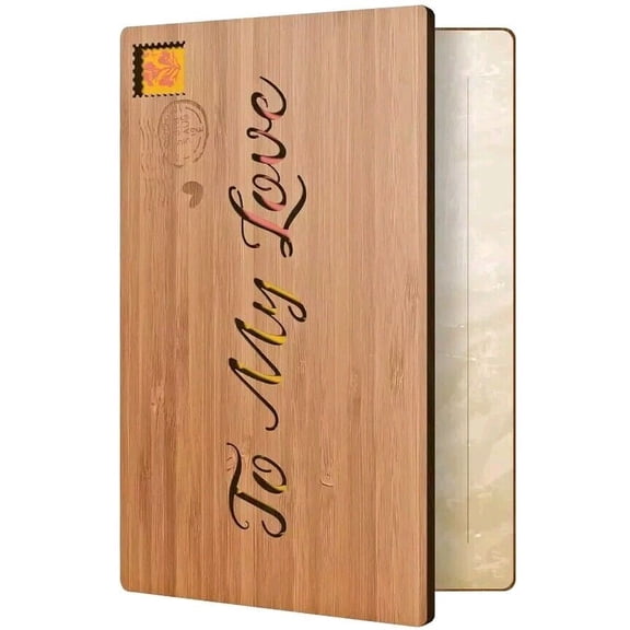 Valentine’s Day Handmade Bamboo Love &Anniversary Card, Keepsake For Her & Him