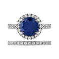 thumbnail image 5 of 2 7/8 CT TGW Created Blue & White Sapphire "Royal Gem" Women's Bridal Set in Sterling Silver by Keepsake, 5 of 8