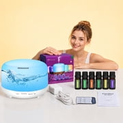 Fimilo 500ml Essential Oil Diffuser with 6*10ml Essential Oils Set, Flower Aromatherapy Diffusers with Remote Control, Oil Air Humidifier Vaporizer for Large Room Bedroom Office