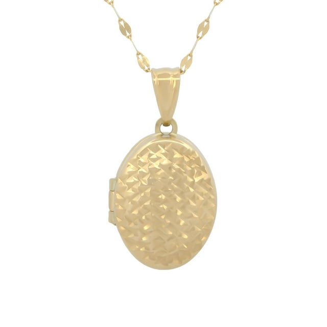 Cadena Con Dije Relicario Oval Facetado Oro Sólido 14k