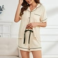 thumbnail image 4 of XuJwPNcy Pajama Set for Women Lapel V Neck Button down Sleepwear Shorts Lounge 2 Piece Outfits Soft Loungewear, 4 of 7