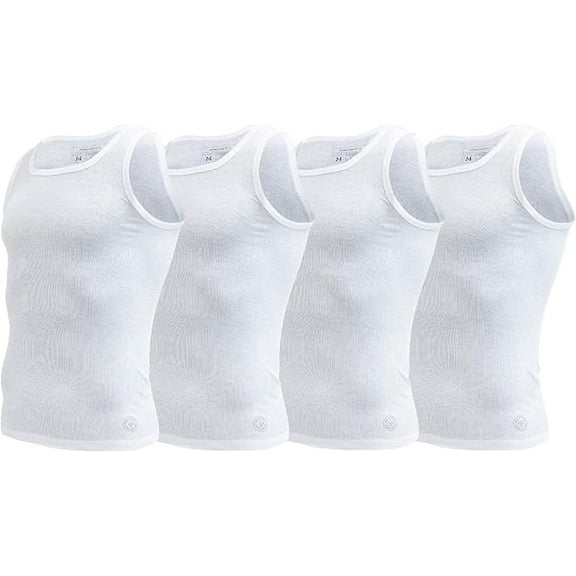 Aeropostale Men’s 4-Pack White A-Shirts, Contour Fit, Size Medium