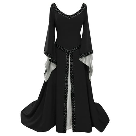 

Halloween Women Cosplay Costumes Gothic Retro Long Sleeve Corset Dress