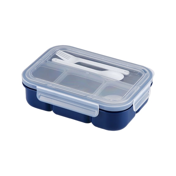 FastXmas Bento Box Adult, 4-Compartment Lunch Box with Utensils & Sauce Jar, Reusable Plastic Snack Food Container BPA-Free Leak-Proof Meal Prep Container Microwave & Dishwasher Safe for Office