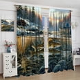 thumbnail image 3 of Retro Fishing Curtains Vintage Rustic Cabin Forest Nature Art Fisherman Blackout Window Treatment for Bedroom Living Room Decor Window Drapes 84" W X 84" L, 3 of 7