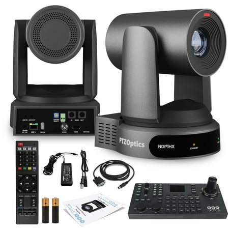 PTZOptics Move 4K SDI/HDMI/USB/IP PTZ Camera with 30x Optical Zoom (Gray) (PT30X-4K-GY-G3) + PTZOptics SuperJoy PTZ Camera Joystick Controller