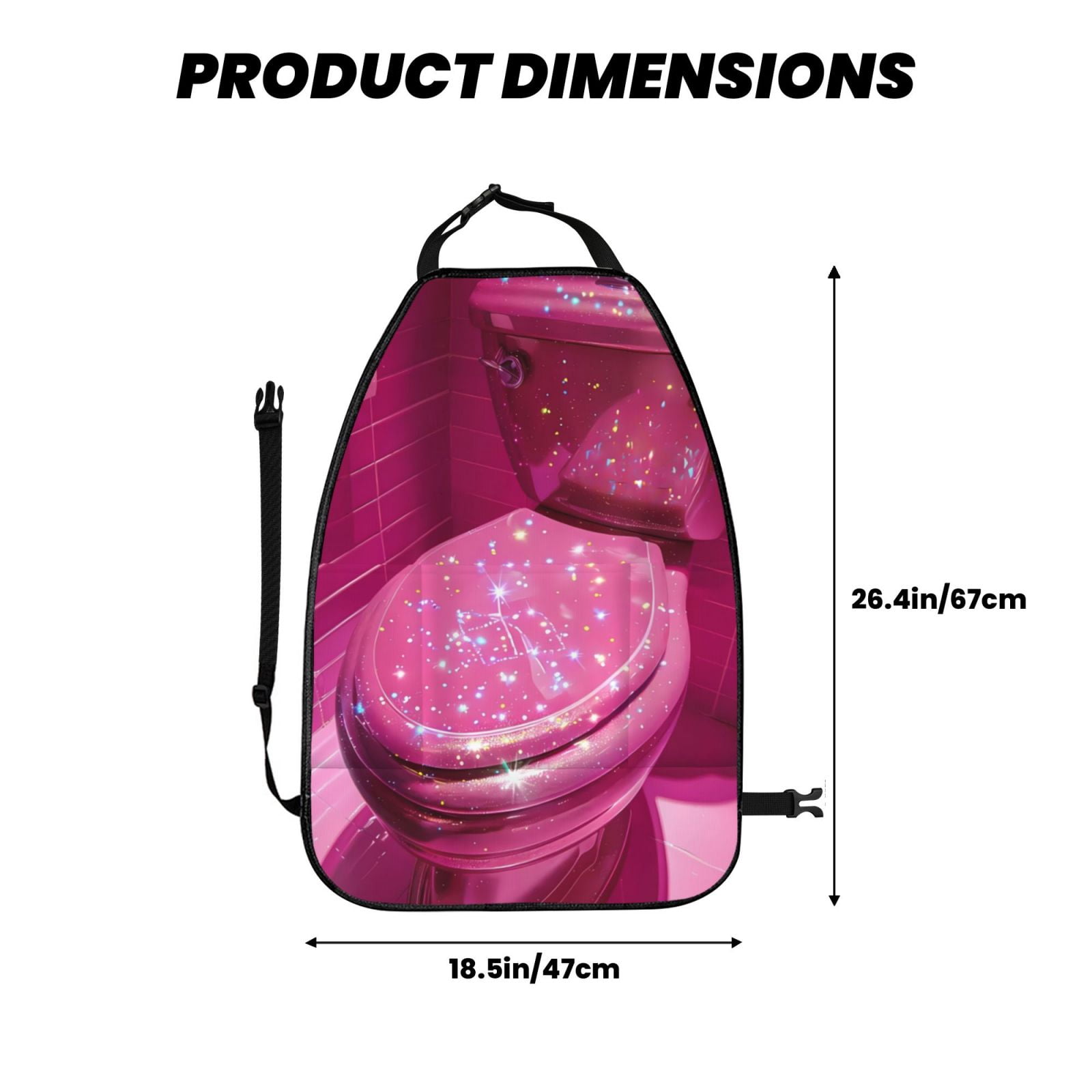 Xecao Sparkling Pink Toilet Pattern Car Seat Back Protector 2 Pack Large Capacity Pocket, Kick Mats Back Seat Protector