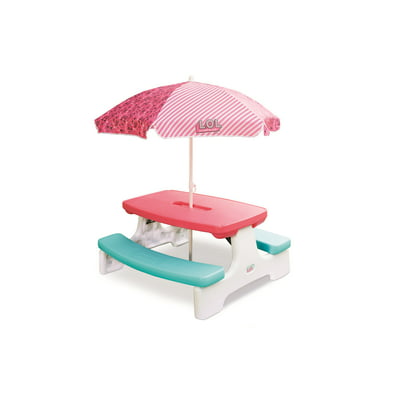 L.O.L. Surprise! Birthday Party Kids Picnic Table with Umbrella