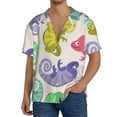 thumbnail image 3 of Fotbe Cute Chameleons print Short Sleeve Button Down Shirts for Men Casual Summer Beach Wrinkle Free Shirt-Small, 3 of 7