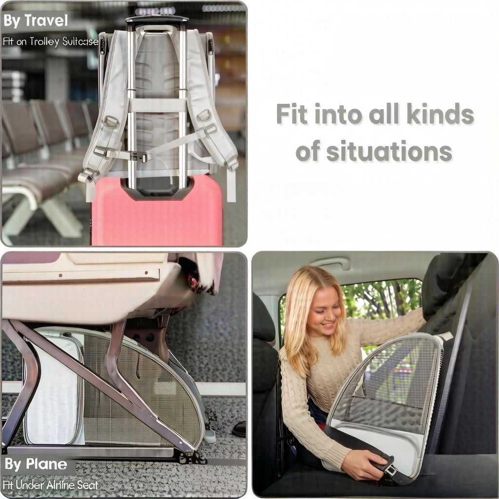 Pet Backpack Carrier for Small Dogs & Cats | Up to 15lbs Capacity | Foldable with Breathable Mesh Windows | Ideal for Travel, Hiking & Outdoor Adventures（Gray）