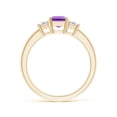thumbnail image 2 of ANGARA Natural Amethyst and Diamond Three Stone Ring in 14K Yellow Gold for Women (Size-7x5mm) | February Birthstone, Birthday, Anniversary, Jewelry Gift for Women | Natural Amethyst Ring, 2 of 9