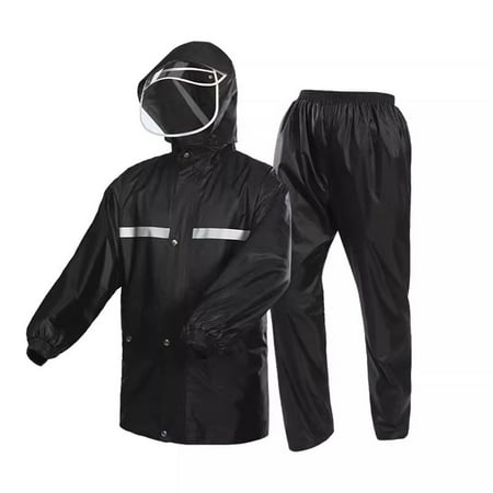 Mens Rain Suit High Visibility Reflective Safety Jacket Lightweight Rain Gear Waterproof Rain Jacket with Pants for Outdoor Golf Hiking Fishing M-3XL