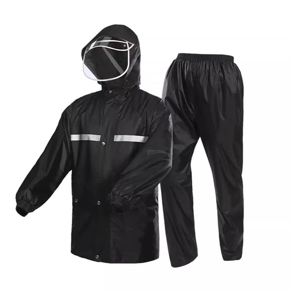 Raincoat and Rain Pants Set for Women, Reflective Safety Design, Polyester Waterproof Fabric, Hooded Rainwear, Full Coverage Outdoor Protection, Lightweight Packable