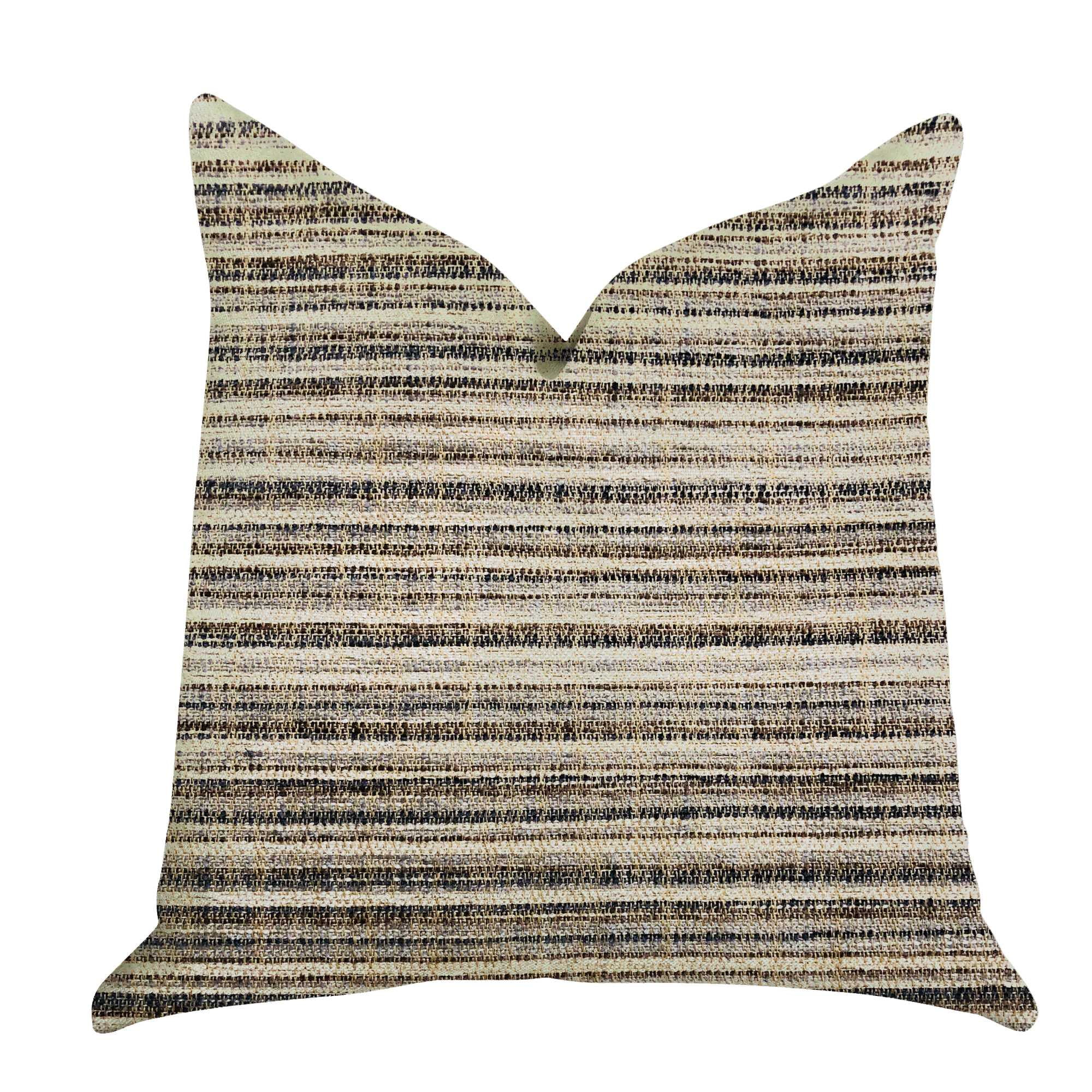 Luxury BrownBeige Multi Tones Throw Pillow 18in x 18in