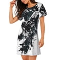 thumbnail image 2 of Wukai Abstract Eagle Ink Print Women's Loose Short Sleeve Nightgown, Soft Sleep Dress for Comfortable Relaxation, Casual Lounge Wear, 2 of 6