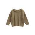 thumbnail image 1 of Sedceaty Baby Solid Color O-neck Sweater, Loose Fit Long Sleeve Knitted Pullover for Autumn, Winter, 1 of 6