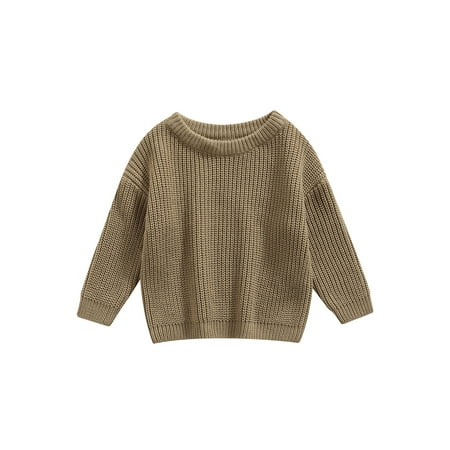 

JINSIJU Baby Solid Color O-neck Sweater Loose Long Sleeve Knitted Pullover
