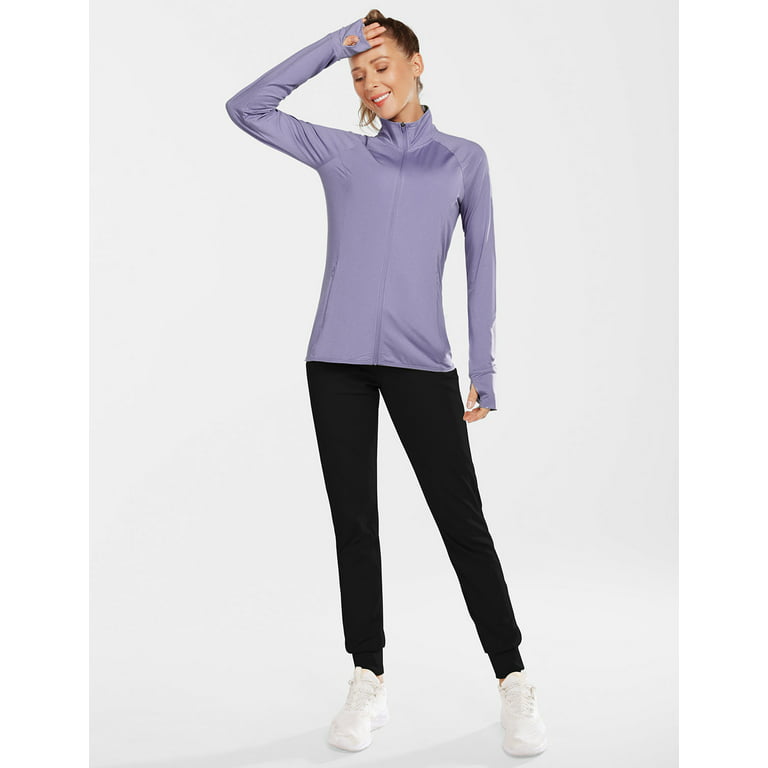 BALEAF Women's UPF 50+ Sun Shirts Long Sleeve Zip Pockets Lightweight Full  Zip Outdoor Jackets Purple Size XS 