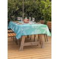 thumbnail image 3 of Outdoor Tablecloths with Umbrella Hole & Zipper, Teal Blue Ombre Coastal Rectangle Tablecloth 60x120 Inch, Sea Nautical Summer Beach Starfish Coral Waterproof Table Cloth, Patio/Pool Table Covers, 3 of 8