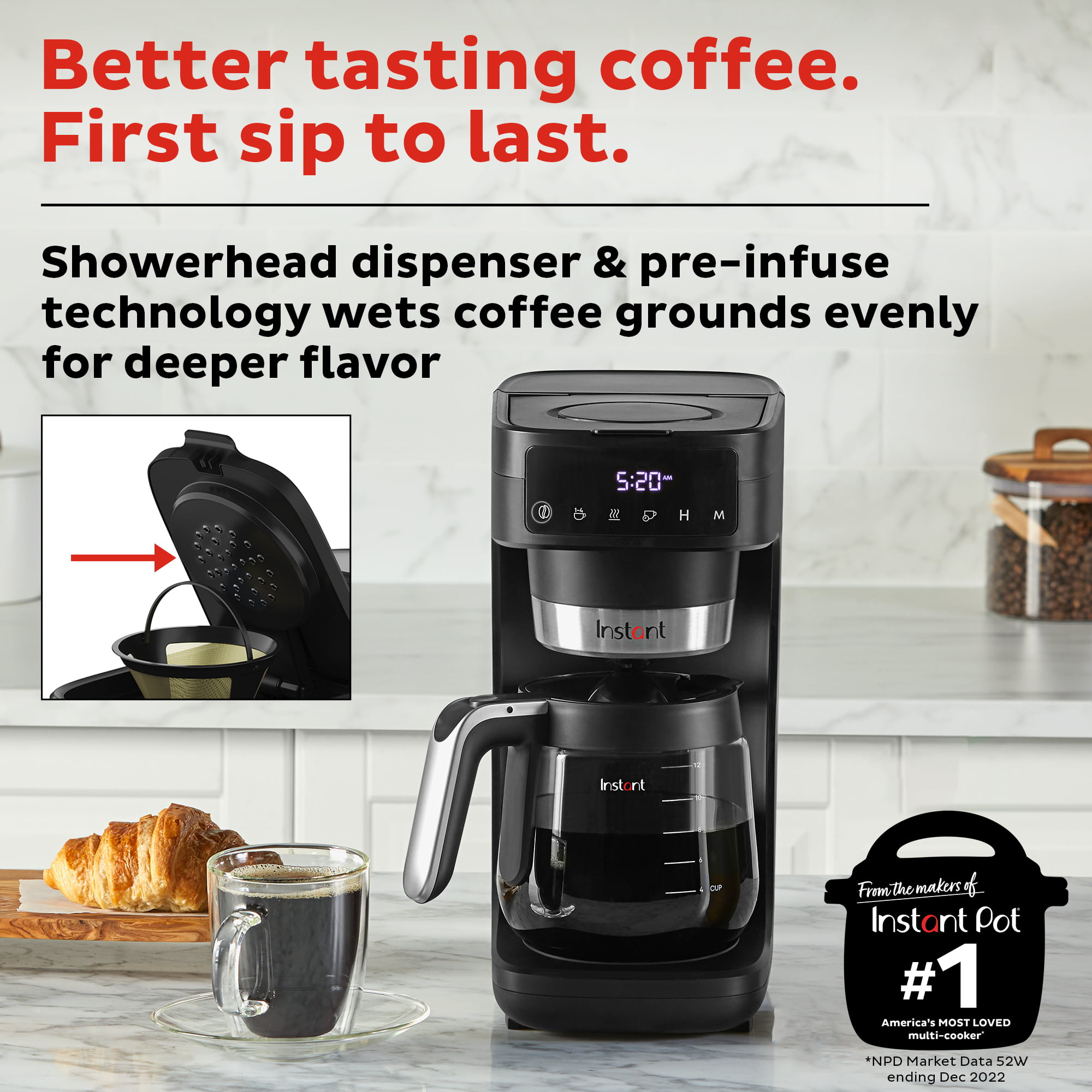 Safeplus 12 Cup Programmable Coffee Maker,LCD Display Drip Coffee Brewer,  Coffee Machine with 1.8 litres Glass Carafe Capacity, Water Tank other  Drinks Tea, kitchen, Office, Reception Room, Party 