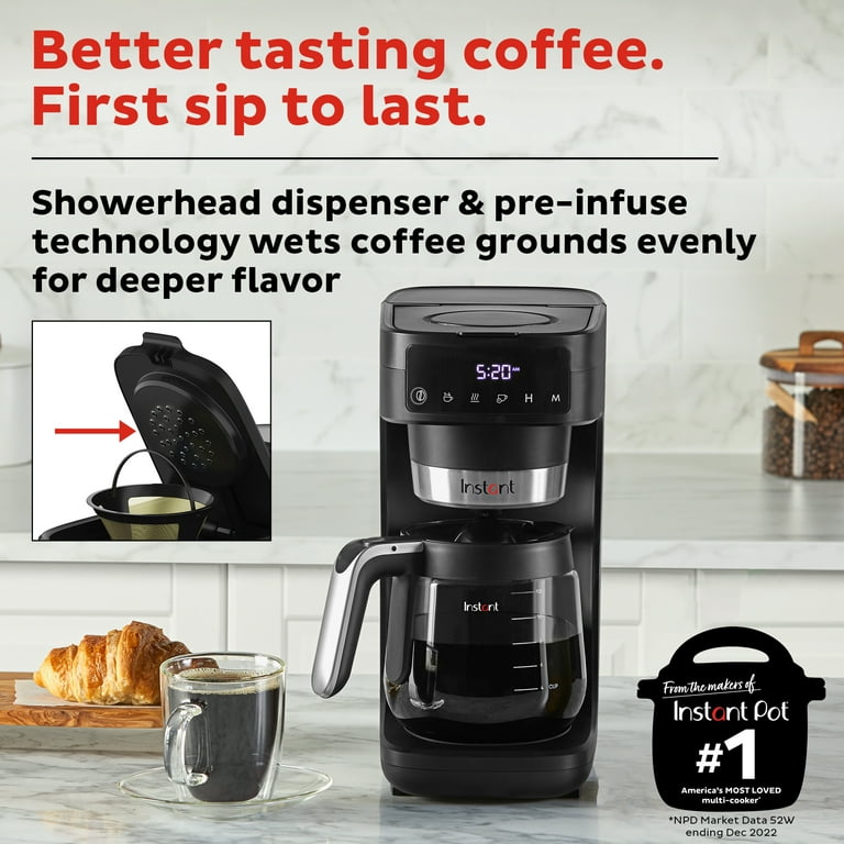 Airmsen Programmable Coffee Maker, 12 Cups Stainless Steel Coffee Machines, 4 Hours Keep Warming, Drip Coffee Maker with Permanent Coffee Filter, Brew