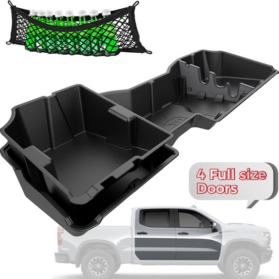 Underseat Storage Compatible with Chevy Silverado/GMC Sierra Crew Cab 1500(2014-2018, 2019 Ld/Lt)&2500 3500 HD(2015-2019), Upgraded Rear Under Seat Organizer Cargo Box