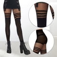 thumbnail image 4 of Qarigey 3 pares de medias sexis, calcetines de red, medias de malla, accesorio para citas, mano de obra de encaje, diseño plegable, medias Accesorios de disfraces, 4 of 6
