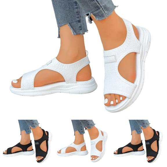 Dakaela Womens Orthopedic Sandals Ladies Recovery Sport Slip on Walking Shoes Comfortable Arch Support Summer Beach Casual Sandal for Plantar Fasciitis Black 6.5