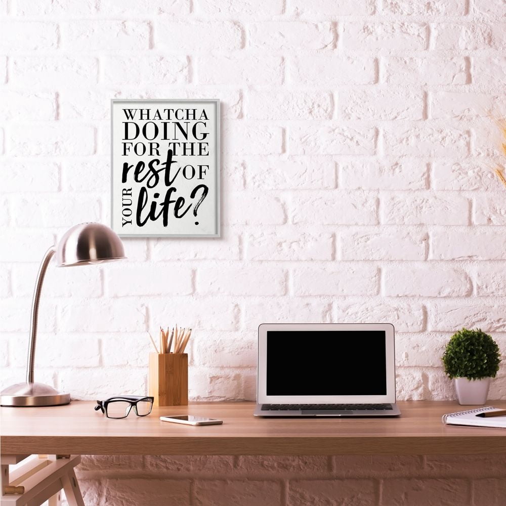 Stupell Industries Watcha Doing Inspirational Word Design Framed Wall Art by Erica Billups
