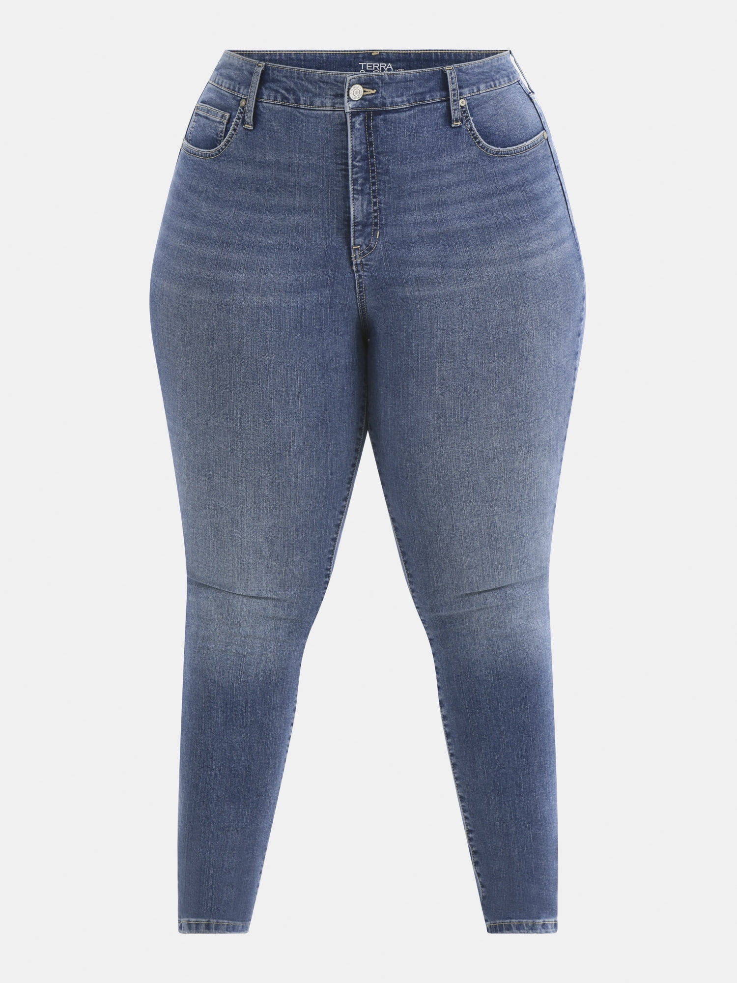 Terra & Sky Women's Plus Size Skinny High Rise Jeans, Sizes 16W-26W