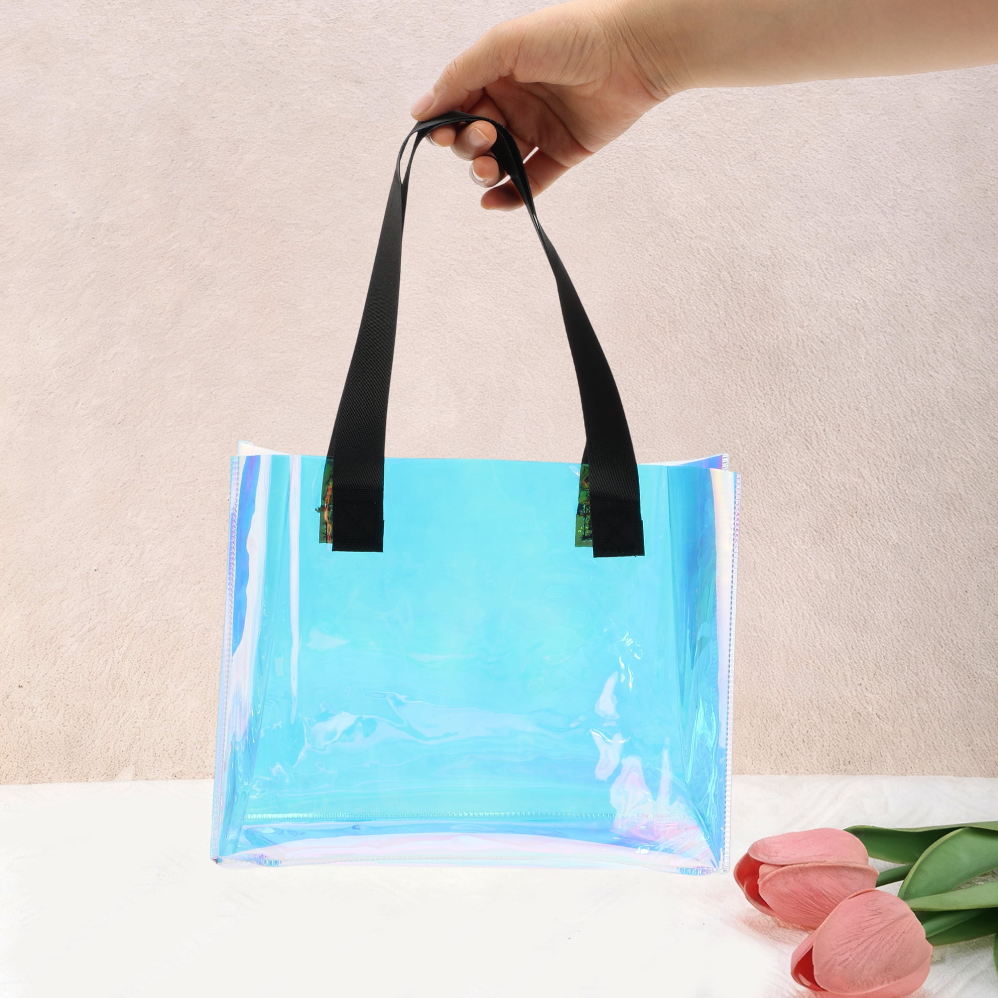 Unique Bargains Ribbon Printed Gift Bag with Handles Multicolor 9.84"x3.15"x7.87"