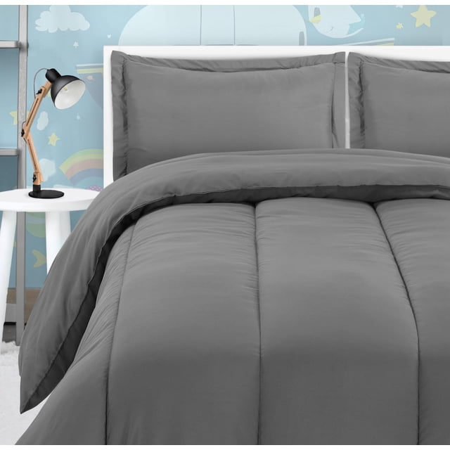 Juego de edredón Utopia Bedding para todas las estaciones, gris, doble con 2 fundas
