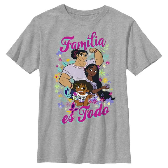Boy's Encanto Mirabel, Luisa and Isabela Familia es Todo Graphic Tee Athletic Heather Large