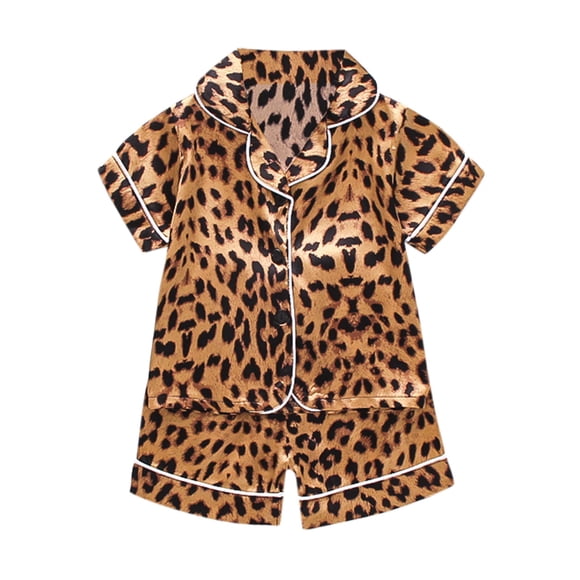 WEAIXIMIUNG Kyte Baby Pajamas Toddler Kids Baby Boys Girls Leopard Button Pajamas Sleepwear Tops Short Outfits