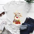 thumbnail image 1 of Camiseta con estampado navideño de renos y buenos días para mujer, camiseta navideña con estampado bonito, S-5XL divertida y bonita, camiseta navideña para mujer, 1 of 4