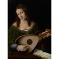 thumbnail image 3 of Bartolomeo Veneto 19x24 Black Modern Framed Museum Art Print Titled - Lady Playing a Lute (1530), 3 of 5