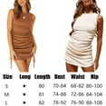 thumbnail image 6 of Women Sleeveless Bodycon Mini Dress Round Neck Ruched Stretchy Side Drawstring Tank Dress, 6 of 6