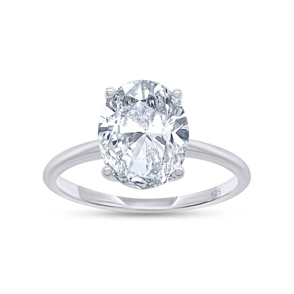 AFFY 2.50CT 8X10MM Oval Moissanite Diamond Solitaire Promise Ring for Women 14K White Gold over Silver-4