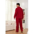 thumbnail image 3 of U2SKIIN Mens Fleece Pajama Set, Soft Warm Long Sleeve Sleepwear with Pockets Cozy Button-Down Pjs for Men（Burgundy, S）, 3 of 3