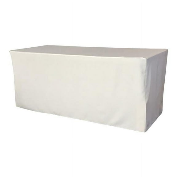 LA Linen TCpop-fit-72x30x30-WhiteP11 2.23 lbs Polyester Poplin Fitted Tablecloth, White