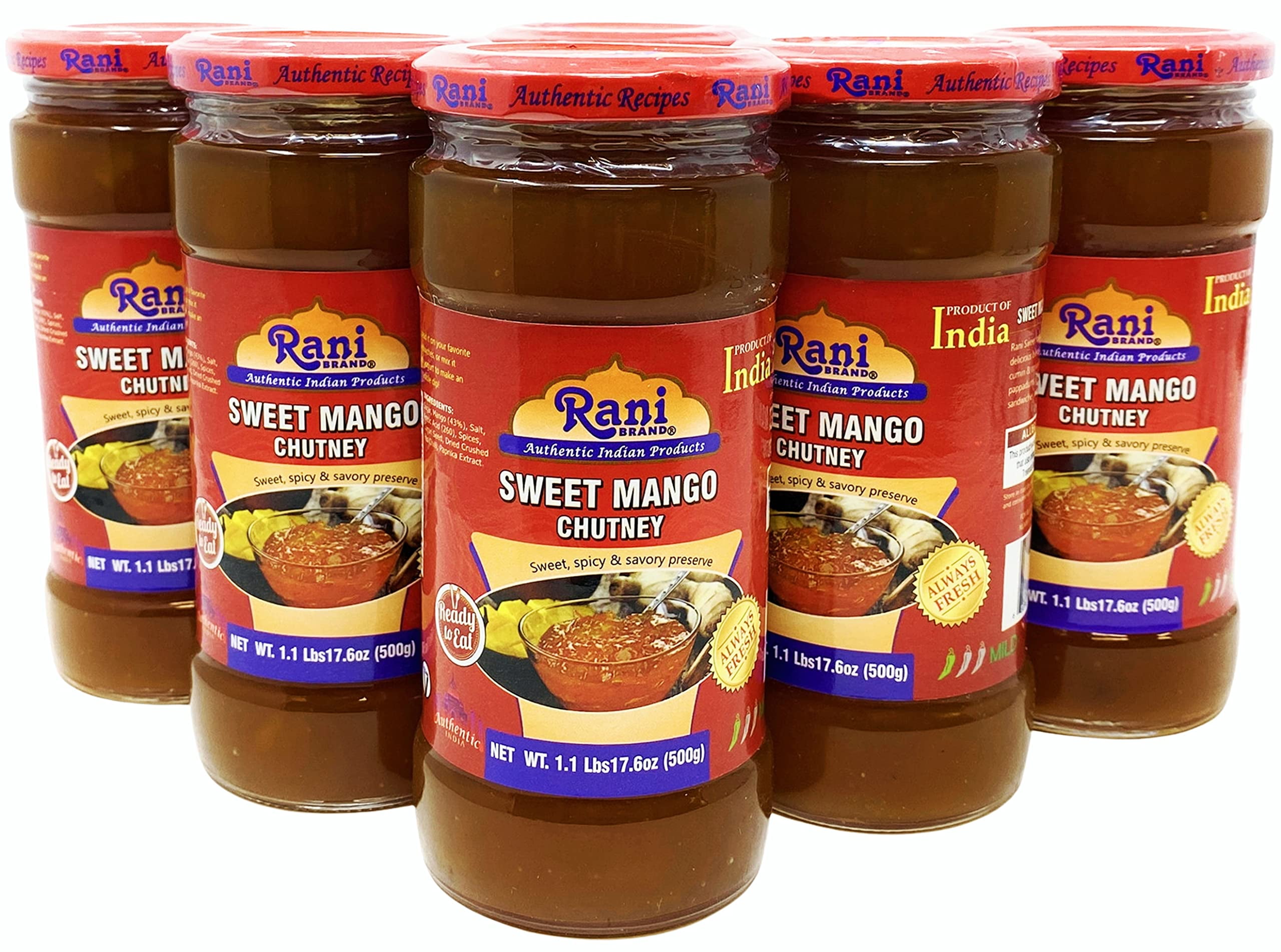Rani Sweet Mango Chutney (Indian Preserve) 17.6oz (1.1lbs) 500g Glass
