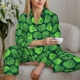 thumbnail image 6 of Disketp green Skull Pajamas Set Long Sleeve Sleepwear Womens Button Down Nightwear Pj Sets-XX-Large, 6 of 7