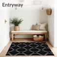 thumbnail image 3 of ODIKA 4'x6' Machine Washable Non-Slip Area Rug, Trellis Rhombus Network Symmetrical Fashionable Trendy High Traffic Rug, Black, 597756, 3 of 7