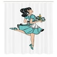 thumbnail image 3 of Ambesonne Pin up Girl Shower Curtain, Pony Tail Waitress, 69"Wx75"L, Seafoam and Pale Peach, 3 of 5