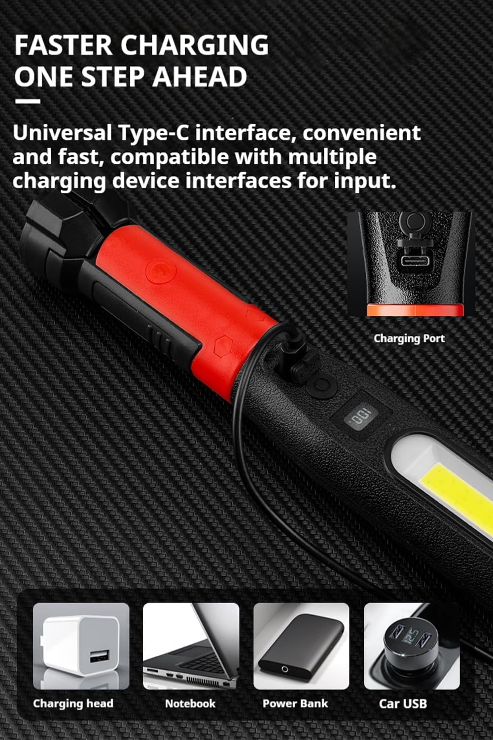 3000 Lumens Rechargeable Work Light, Ip54 Waterproof 360° Rotat 9.2 in Powerful Light 6.5 Hour Under Hood Work Light Bar, Magnetic Shop Light Rechargeable with Rotat Hook Perfect for Worker (1PC)