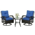 thumbnail image 3 of Techmilly 3 Pieces Patio Furniture Set, Outdoor Swivel Gliders Rocker, Wicker Patio Bistro Set with Rattan Rocking Chair for Porch Deck Backya (Navy Blue), 3 of 9